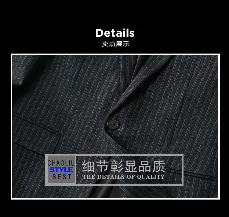 2026 Striped Casual Business Suit Jacket for Men High Quality Slim Fit Office Social Blazers Wedding Host Formal Coats M-4XL