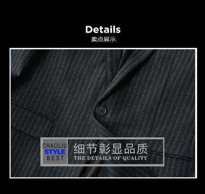 2026 Striped Casual Business Suit Jacket for Men High Quality Slim Fit Office Social Blazers Wedding Host Formal Coats M-4XL