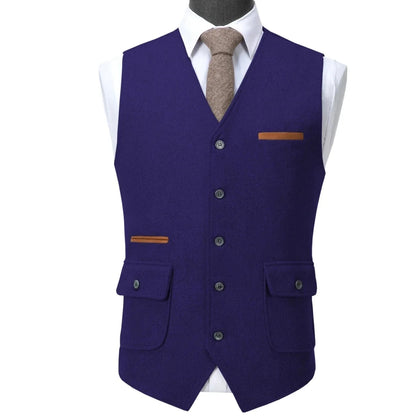 Men's Suit Vest V-Neck Single Button Waistcoat for Wedding, Business & Formal Occasions