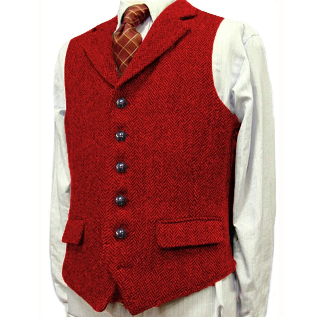 Men's Herringbone Vest – Single Breasted Waistcoat for Men | Wedding, Business & Smart Casual
