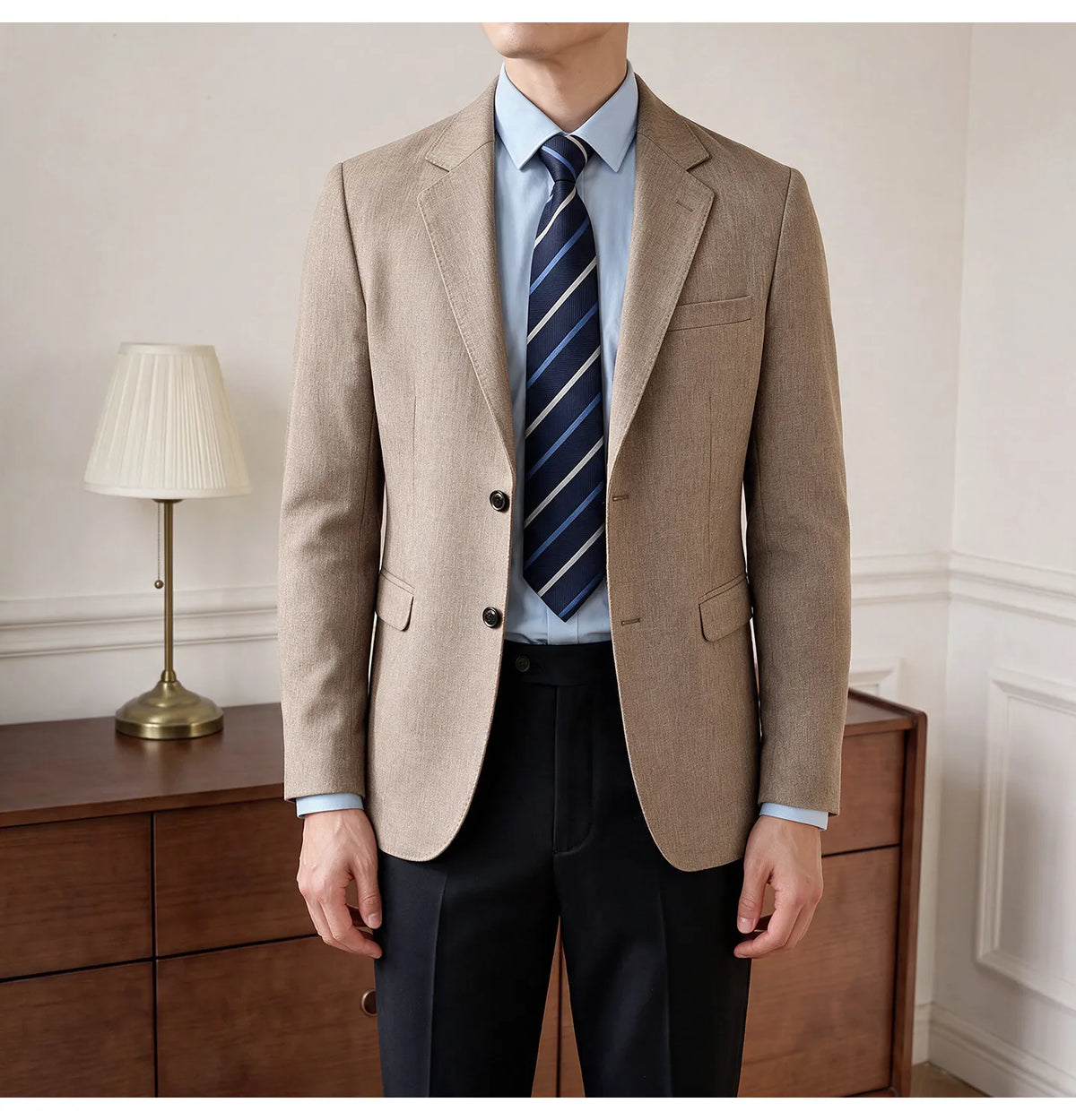 Men's Blazer Retro Texture Smart Casual Suit Lightweight Business Commuter Jacket
