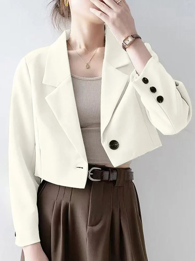 Women Black Gothic Blazer Jacket Korean Style Y2k Gyaru 2000s Vintage Long Sleeve Emo Outerwear Cropped Suit Coat Spring Autumn