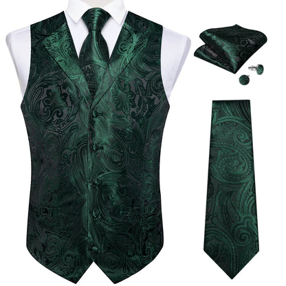 Men's Paisley Suit Vest & Tie Set – Formal Waistcoat with Necktie Pocket Square, Perfect for Weddings and Business Events