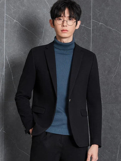 Men's Premium Wool Blend Blazer Coat Autumn Winter Thickened Korean Style Casual Business Smart Casual Elegant Outerwear