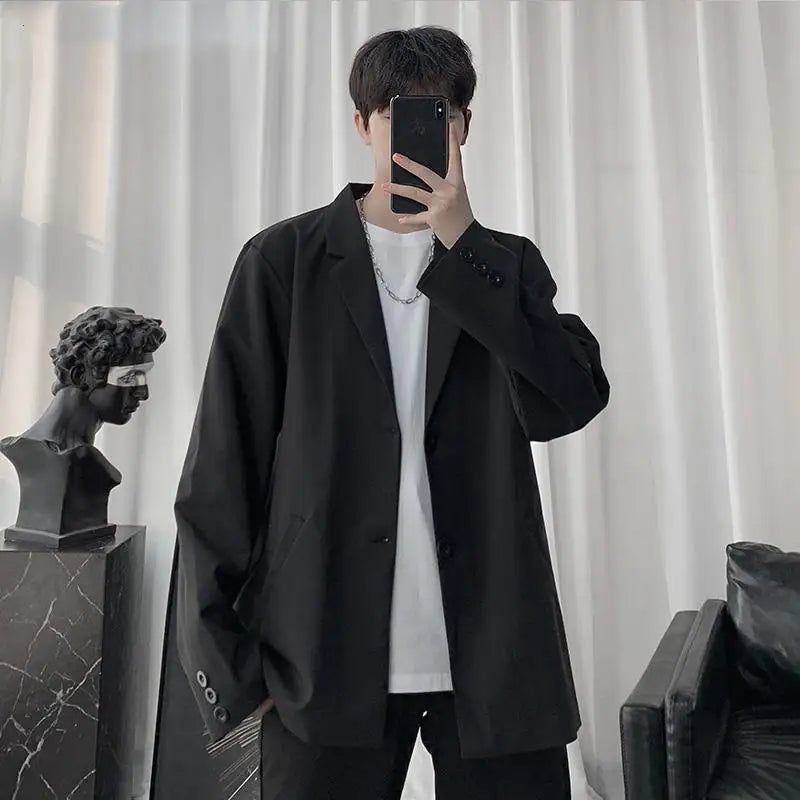 Men Korean Style Casual Blazer 2026 Spring Autumn Wrinkle Free Trendy Ins Couple Jacket Fashion Suit Coat