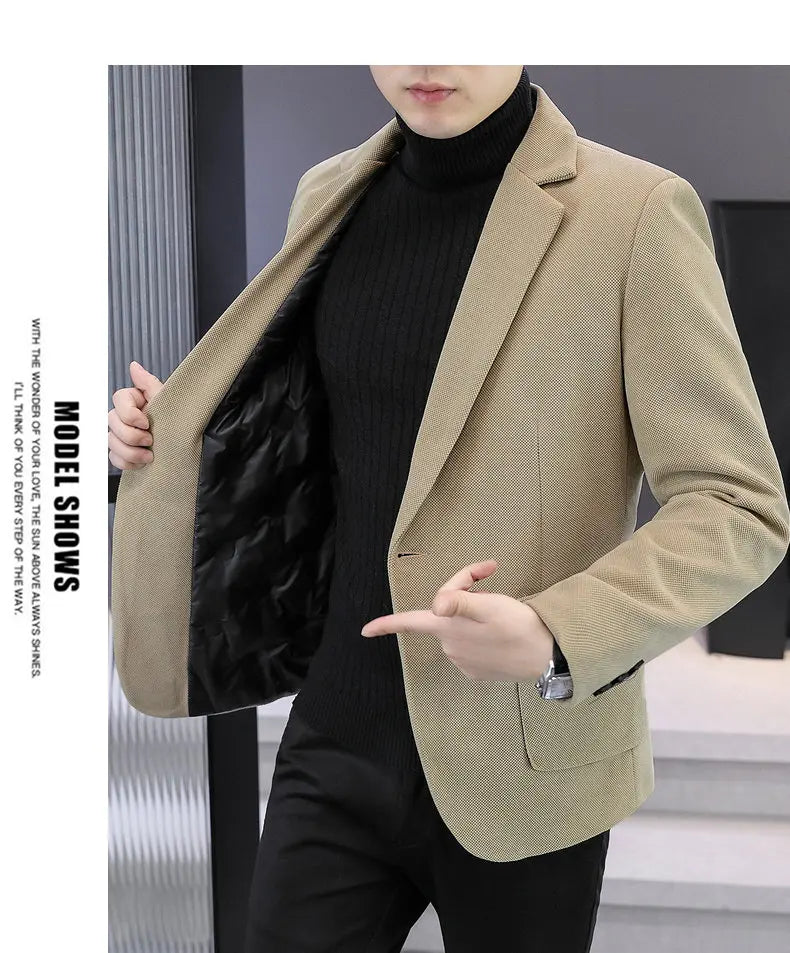 Blazer Men Fashionable Outdoor Wedding Versatile Slimming and Casual Korean Version Golden Mink Velvet Velvet and Cotton Blazer
