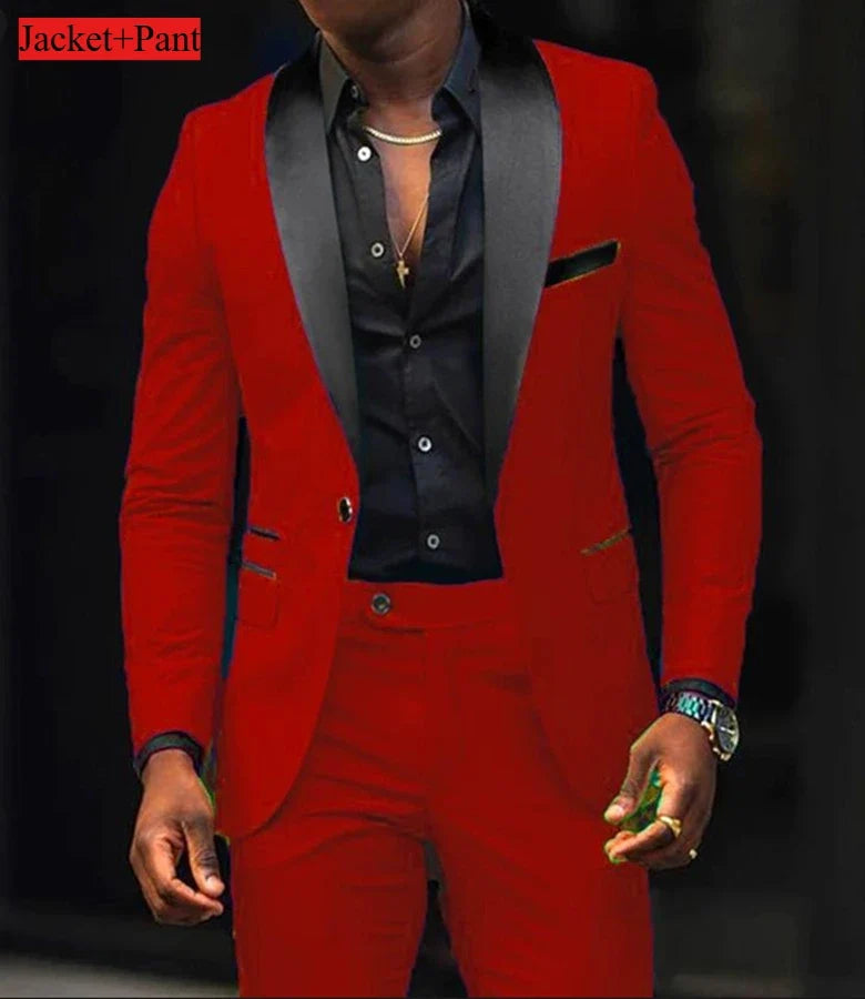 Men Formal Slim Fit Tuxedo Prom Suit Male Groom Wedding Blazers High Quality Groomsman Luxury Dress Business Banquet Party Suit