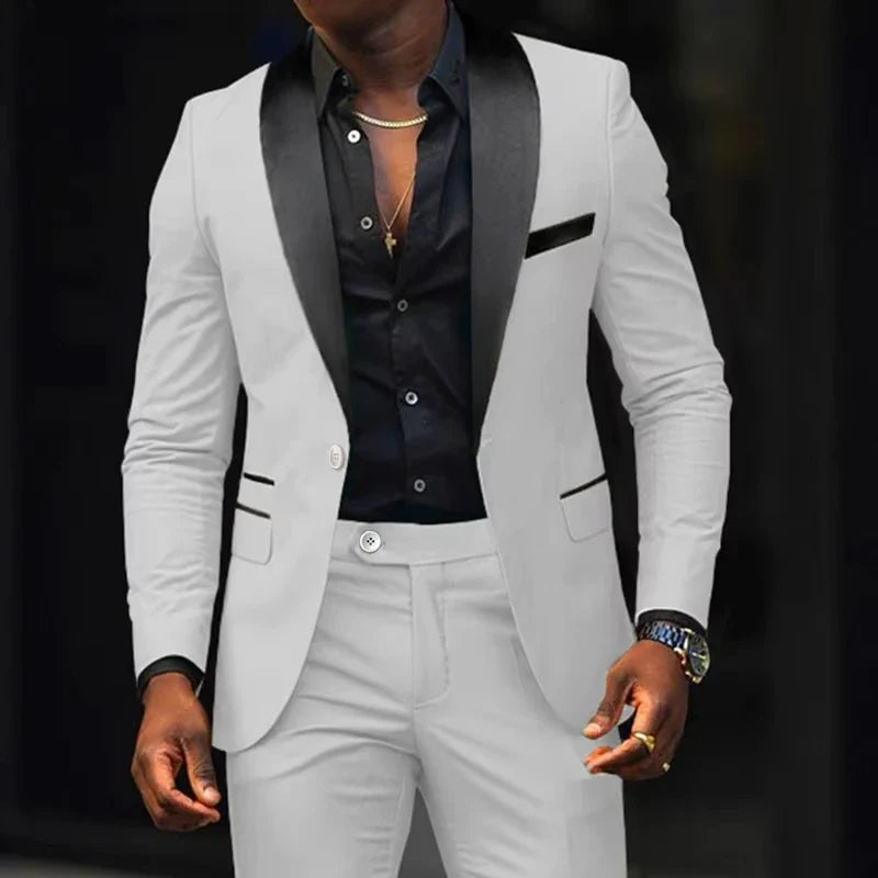 Men's 2-Piece Single Breasted Slim Fit Business Suit – Blazer & Pant Set