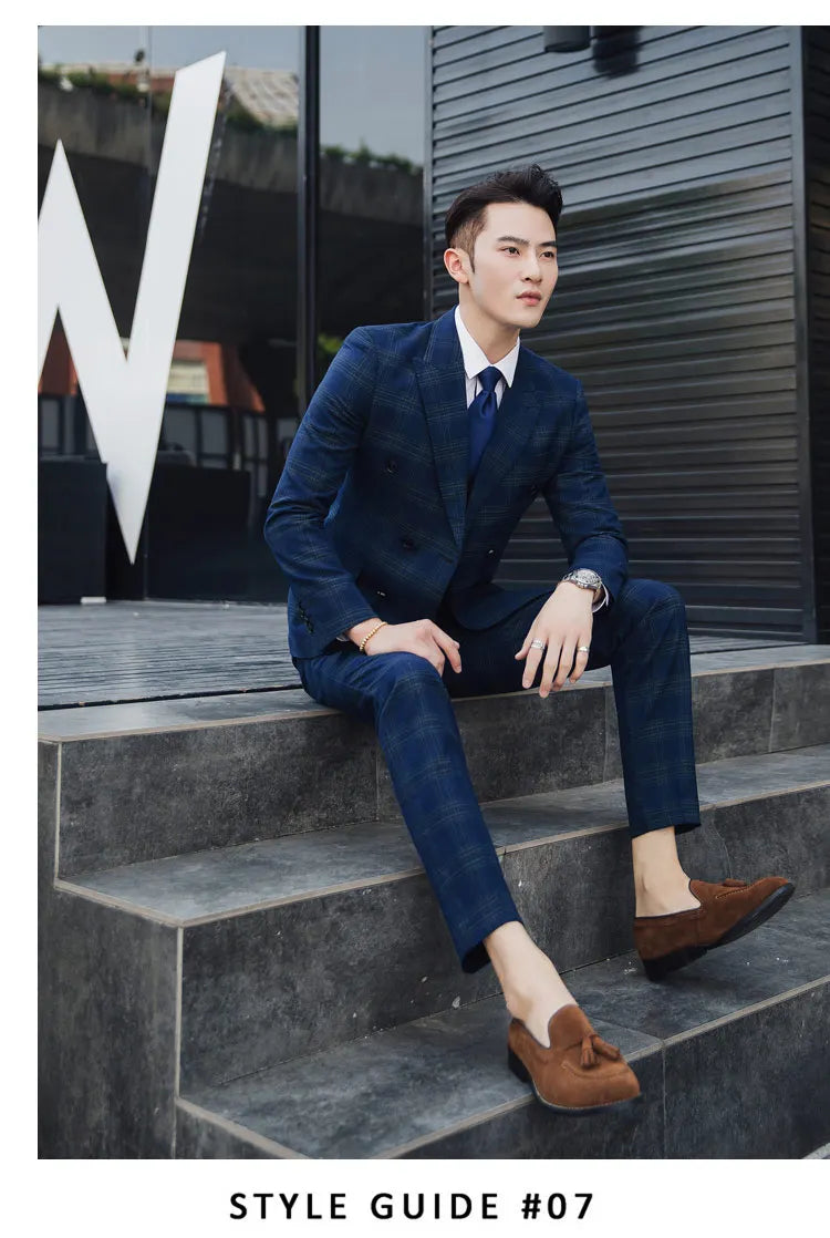 Men's Three-Piece Suit – Double Breasted Slim Fit Formal Suit for Men in Multiple Colors