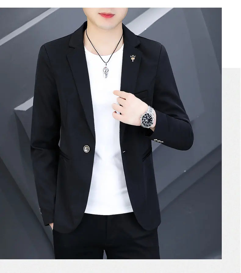 Blazer Men's Fashion Outdoor Travel Gentleman Wedding Slimming Business Versatile Trendy Casual Korean-style Formal Wear Blazer