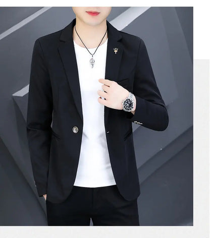 Blazer Men's Fashion Outdoor Travel Gentleman Wedding Slimming Business Versatile Trendy Casual Korean-style Formal Wear Blazer