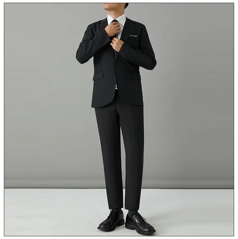 Men's Slim Fit Suit Set – Smart Casual Blazer and Pants for Business, Wedding & Formal Occasions