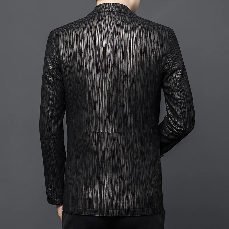 Men's Sheepskin Leather Blazer – Slim Fit Winter Jacket