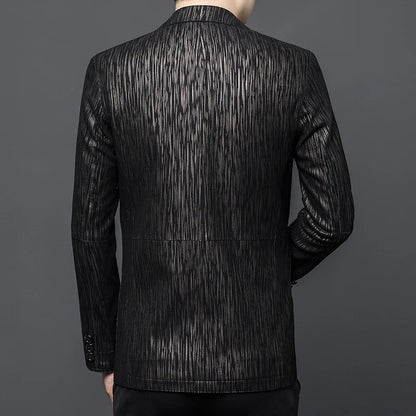 Men's Sheepskin Leather Blazer – Slim Fit Winter Jacket