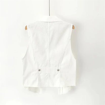 Women's Denim Vest 2025 New Ladies White Jean Jacket Fashion Waistcoat Summer Vest Coat Outwear S-5XL