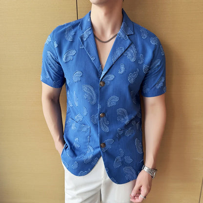 Summer Thin Ice Silk Without Lining Suit Coats 2025 New High-end Fashion Jacquard Casual Social Shirt Coat Men Clothing 4XL-M