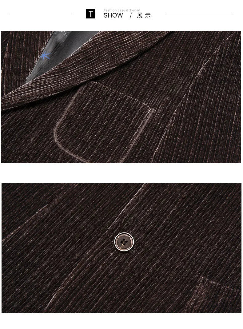 2026 Spring Autumn Corduroy Suit Jackets for Men Business Casual Blazers KoreanSlim Fit Social Office Wedding Suits Coats 4XL