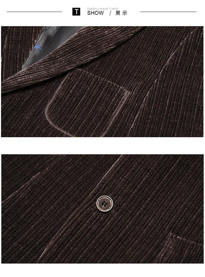 2026 Spring Autumn Corduroy Suit Jackets for Men Business Casual Blazers KoreanSlim Fit Social Office Wedding Suits Coats 4XL