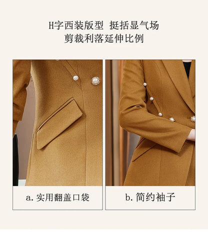 Office Lady Formal Blazer Pants Suits 2 Piece Matching Set Conjuntos Para Mujeres Plus Size Jacket Split Flare Pants Sets New