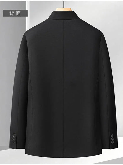 Blazer Men Smart Casual Stand Collar Korean Style Black Business Coat