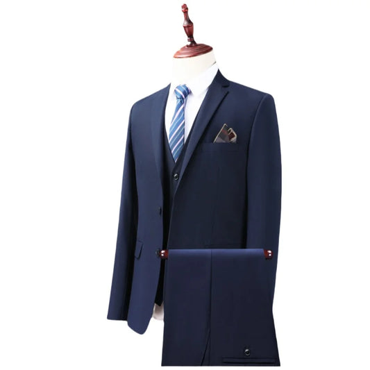 Men's Single Breasted Formal Suit Set – Smart Casual Wedding & Banquet Wear in Solid Colors