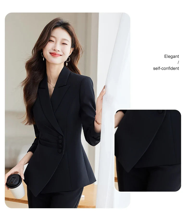 Fashionable Business Women's Clothing, Boutique Long-Sleeved Two-Piece Pants + Blazer, New Style in 2025