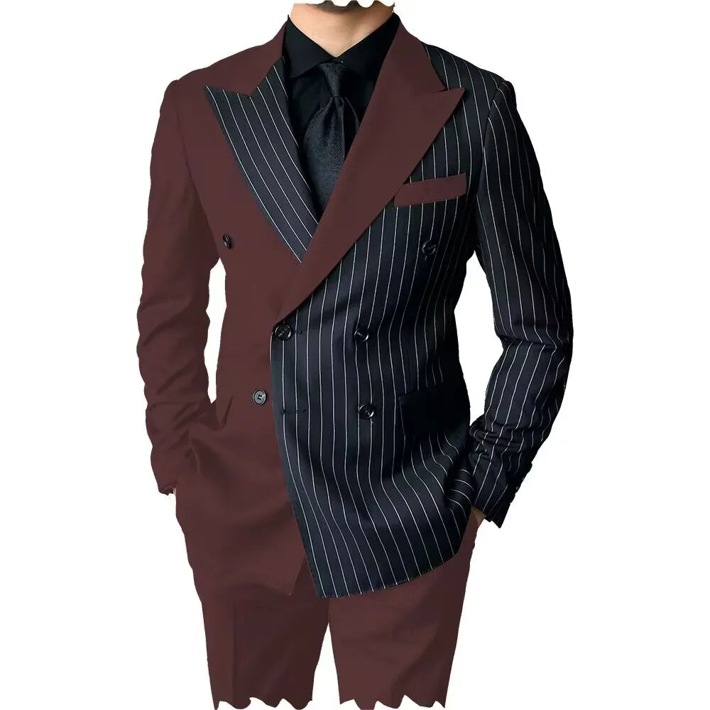 2 Piece Men's Wedding Suits Groom Tuxedos with Peak Lapel Double Breasted Blazer And Pants Set for Prom Business Costume Homme