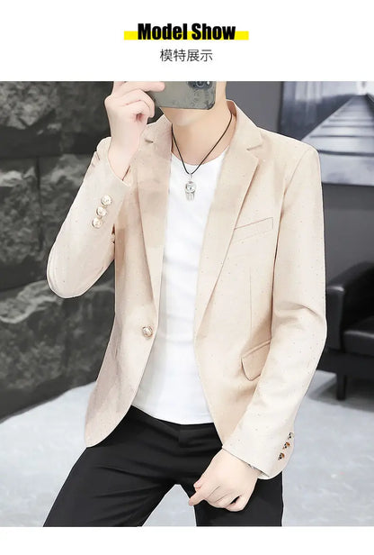 Blazer Men's fashion outdoor travel gentleman wedding Slimming Business versatile Trendy Casual Korean-style formal wear Blazer