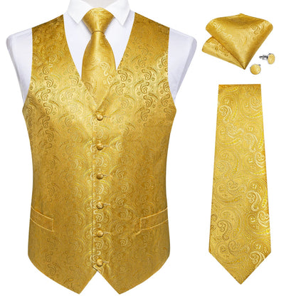 Men's Suit Vest and Tie Set – Single Breasted Waistcoat with Necktie and Pocket Square for Weddings and Business Events