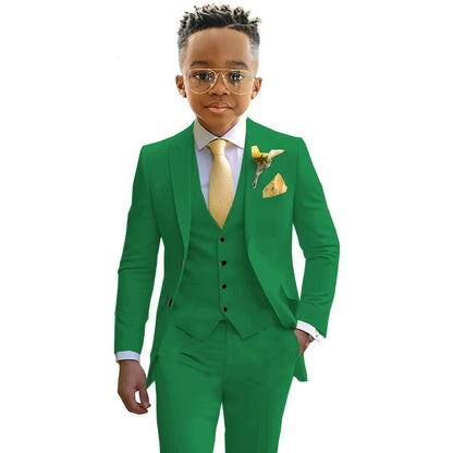 Formal Boys Suits Wedding Tuxedo 3 Pieces 2-20T Kids Slim Fit Jacket Vest Pants Birthday Party Sets School Performance Outfit