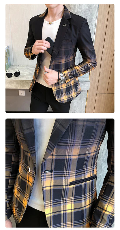 Men's Blazer Suit Jacket 2025 Spring New Fashion Korean Slim Suit Jacket Social Prom Dress Jacket Men's High Quality Clothing