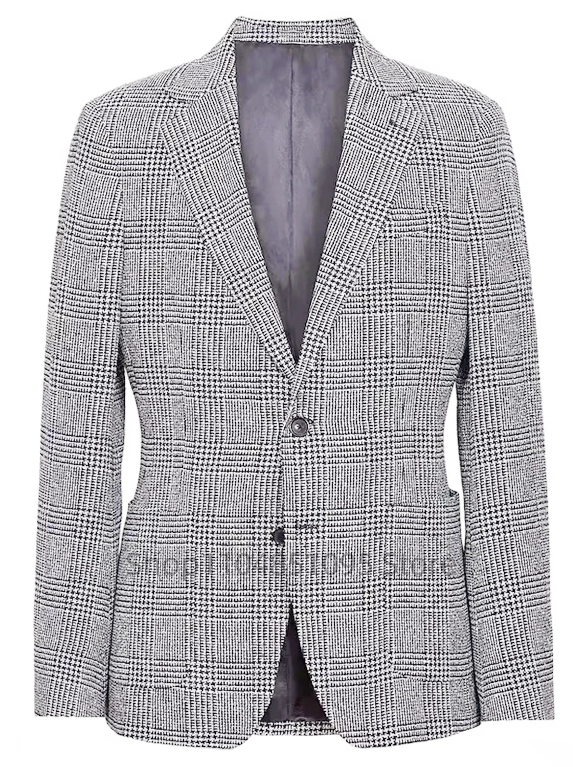 Casual Men's Houndstooth Suit Blazer Notch Lapel Two Buttons Plaid Jacket Prom Party Tuxedo Office Business Wedding One Coat