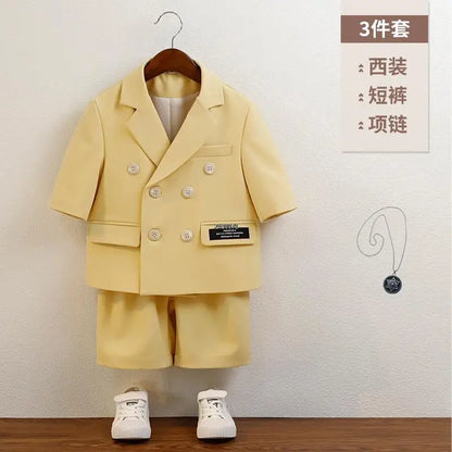 Boys Green Summer Photography Suit Kids Formal Wedding Dress Baby Birthday Dress Children's Day Performance Ceremony Costume