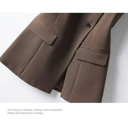 Temperament Women's Sleeveless Suit Vest Jacket 2026 Summer Ladies Irregular Waistcoat With lining  Loose Korean Female Tops