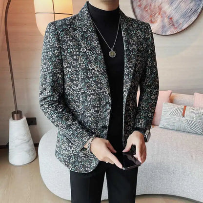 Autumn Winter Fashion Casual Business Blazers Men Korean Version Slim Fit Social Banquet Suit Jacket Wedding Groom Men Clothing
