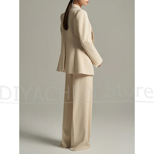New Women's Three Piece Suit Set Double Breasted Blazer Vest with Pants Office Professional Wear Elegant Daily Casual Suits