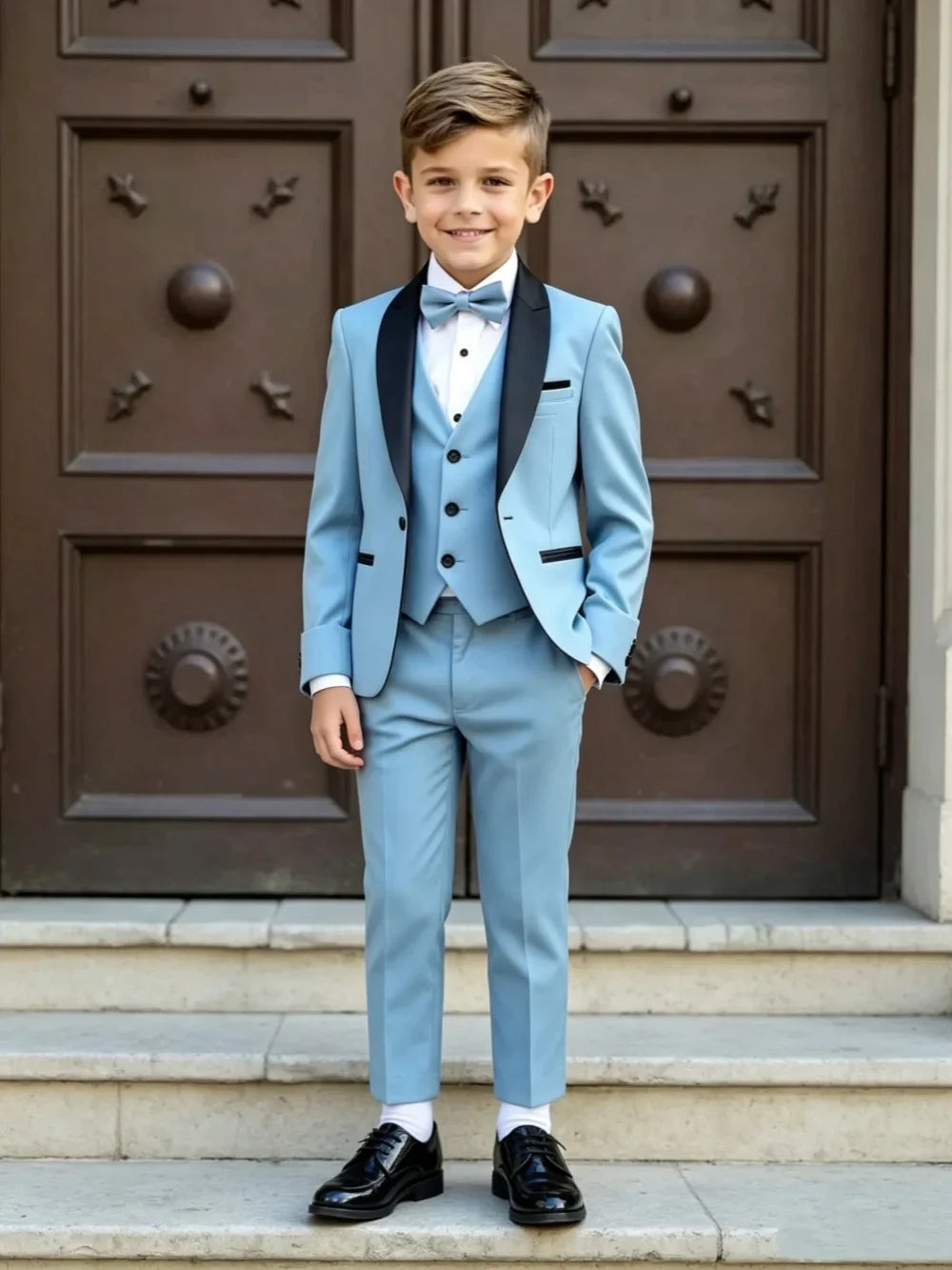 Boys Formal Suit Set 3 Pieces banquet Party Wear Handsome Smart Kids Slim Fit Suits Wedding Guest Clothes Plus Size
