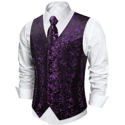 Men's Paisley Suit Vest with Tie and Handkerchief Set for Wedding and Prom