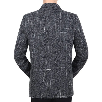 KIDWHXR Men Blazer Retro Striped Turn Down Collar Single-breasted Male Outerwear Long Sleeve Breathable Casual Man Suit Coat