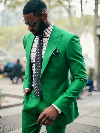 Costume de mariage homme Smart Casual Slim Fit Smoking de marié 2 pièces pour fête Revers pointu Blazer Pantalon Ensembles costumes d'affaires formels