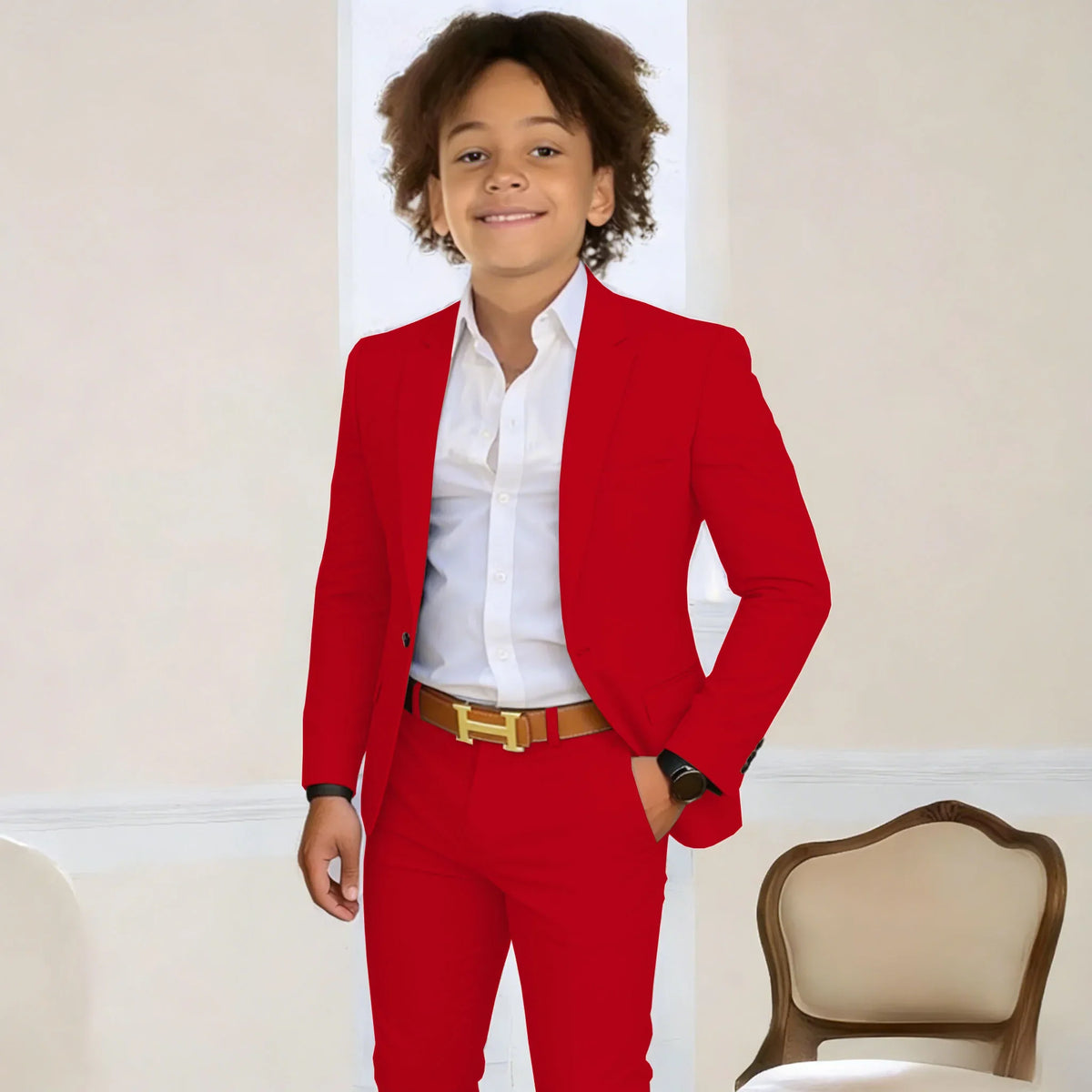Suit For Boys 2-16 Years Blazer Pant Set 2 Piece Slim Fit Casual Beige Wedding Suit Set Birthday Stage Performance Costumes