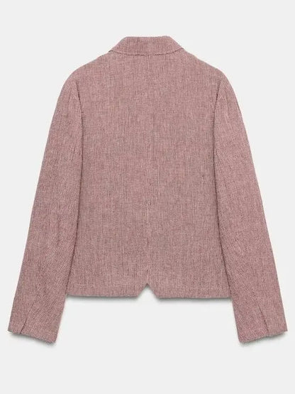 New Autumn 2026 Women's Long Sleeve Turn-down Collar Linen Suit Jacket Classic Style Straight-cut Daily Wear Moisture-wicking
