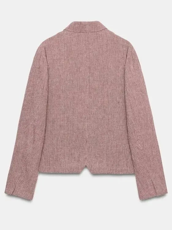 New Autumn 2026 Women's Long Sleeve Turn-down Collar Linen Suit Jacket Classic Style Straight-cut Daily Wear Moisture-wicking