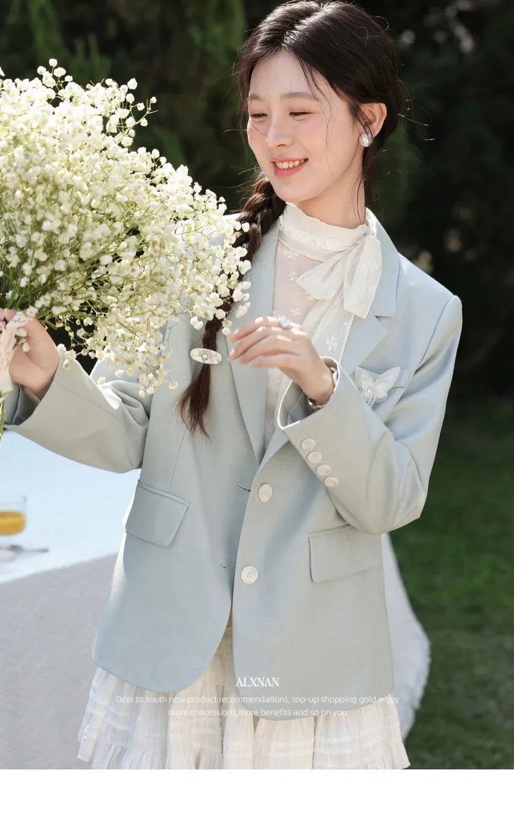 Khaki Blazer Spring Back Split Women's Jacket Elegant Casual Office Loose-fit Long Sleeve Outwears Female L61816 L61922