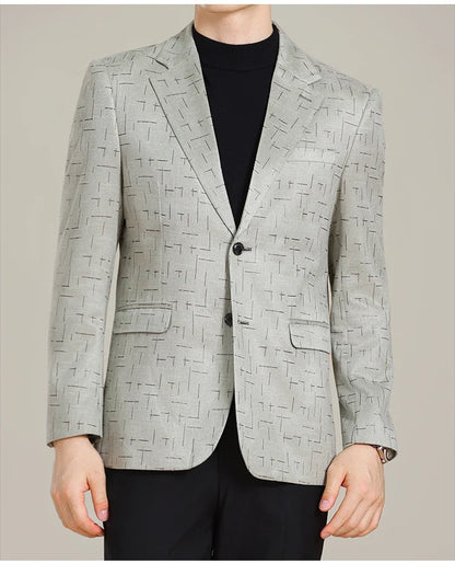 Autumn/Winter Korean Jacquard Casual Suit Jacket Men Slim Business Office Formal Suit Jackets Social Wedding Blazer Masculino