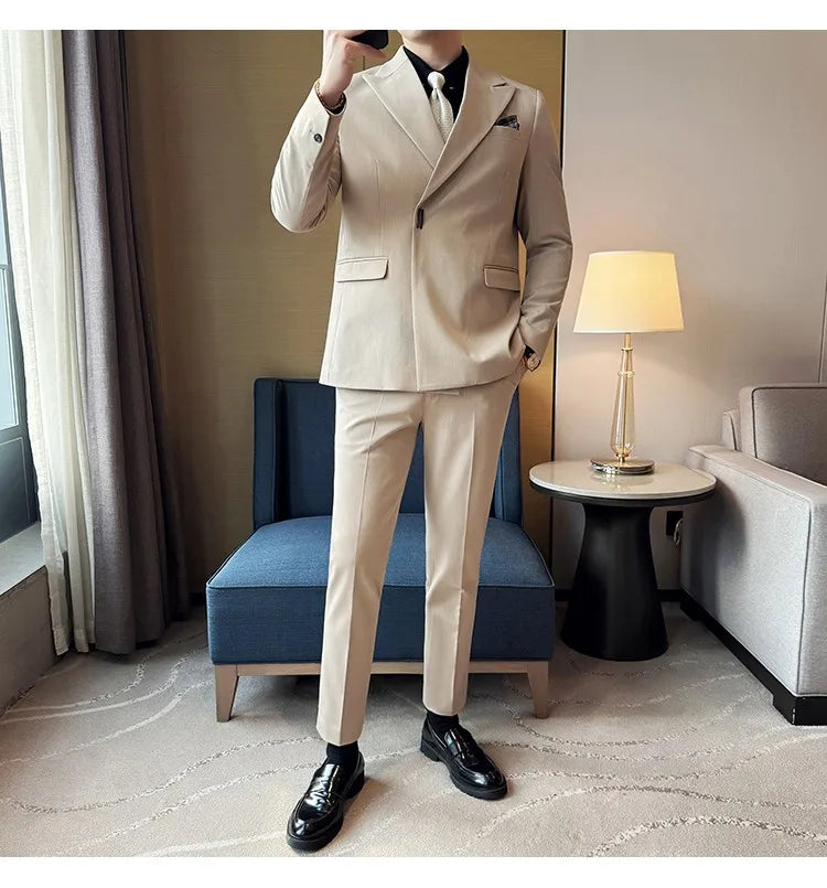 Men's 3-Piece Slim Fit Suit Set – Jacket, Vest & Pants for Wedding, Prom & Business