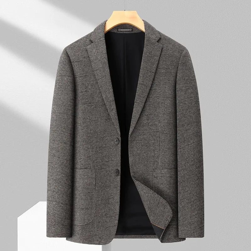 Man Suit Coat Vintage Patchwork Single-breasted Men Blazer Slim Long Sleeve Pocket Male Business Casual Outerwear