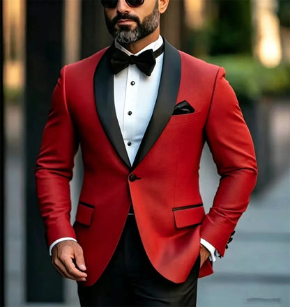 Classic Men's 1 Piece with Black Lapels Formal Slit Blazer Fit Business Party Tuxedo Jacket  Tailor Made