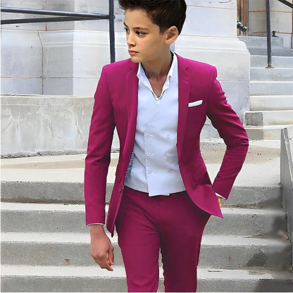 Formal Boys Slim Fit Suits 2 Pieces Birthday Party Tuxedo,Smart Handsome Kids Suit Set Wedding Guest Outfit Plus Size 2-20T