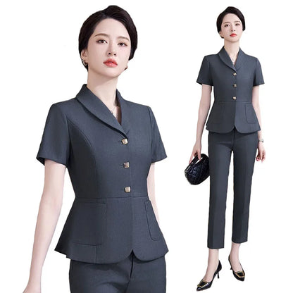 2024 Summer Formal OL Styles Women Professional Office Work Wear Pantsuits with Pants and Jackets Career Interview Skirts Set